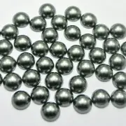 200 Dark Grey Half Pearl Beads 10mm Flat Back Round Gems Scrapbook Craft