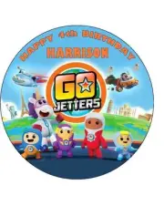 GO JETTERS 19cm Round PERSONALISED Edible Image ICING Sheet Birthday Cake Topper