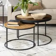 Nested Coffee Table Set Walnut and English Oak 760mm
