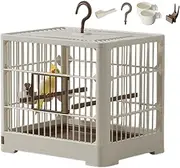 Portable Bird Travel Carrier – Decorative Small Bird Cage with Hook Handle | Compact Cage for Parrotlets, Lovebirds, Finch Travel, Removable Tray, Lightweight Avian Pet Carrier