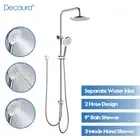 Decaura 9" Rain Shower Head Set bottom inlet Chrome Round 3-Mode Hand Held