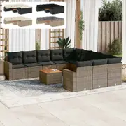 Garden Sofa Set with Cushions Modular Sofa Couch 12 Piece Poly Rattan vidaXL