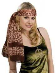 Headband Belt Scarf Retro Hippie Disco Fancy Dress Halloween Costume Accessory
