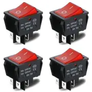 (Pack of 4PCS) Rocker Switch 30A 250VAC/35 125VAC KCD2 KCD4 DPST 4 Pin Red Li...