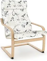 [Vepping Lude] Pattened Armchair Cover with Quilted Lining, Fits IKEA Poäng Armchair, 100% Cotton, Cushion not Included (​Lily Grey, Chair Type 2)