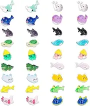 NQEUEPN 36pcs Miniature Ocean Animals, 18 Styles Resin Marine Animals Mini Sea Animals Figures Cute Axolotl Turtle Shark Marine Aquarium Ornaments for DIY Crafts Dollhouse Garden Decor