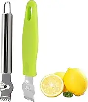 Jimkply 2 Pieces 2-in-1 Lemon Zester and Peeler, Stainless Steel Citrus Zester with Channel Knife and Serrated Blade, Ideal for Cocktail Garnishing, Citrus Peel and Fruit
