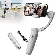3-axis Smartphones Gimbal Stabilizer,360° Rotation Phone Gimbal,Object Tracking & Anti-Shake | 8hrs Use | Portable & Foldable(6.4inch), for iOS/Android,vlog Stabilizer,White