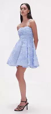 Aje ~ Evangeline Mini Dress Light Sky Blue ~ BNWT AU 16 US 12