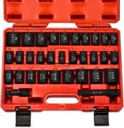 02447A 1/2" Drive Master Impact Socket Set, 32 Piece Shallow Socket Assortmen...