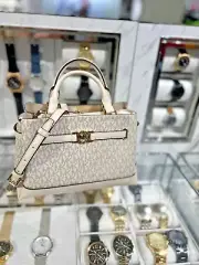 Michael Kors Reed Small Bag Handbag Crossbody Satchel Bag(Light Cream Multi) MK