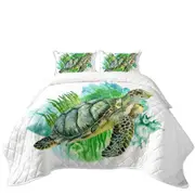 Art Painting Green Turtle Coverlet
