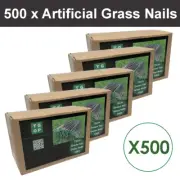 500 Pieces Nails Green Tip Artificial Synthetic Fake Grass Turf Lawn Pins Pegs
