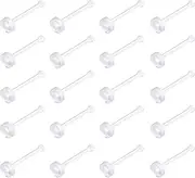 [Briana Williams] 18G 20G Clear Bioflex Nose Bone Ring Stud Retainer Body Jewelry Piercing Top Ball 20PCS
