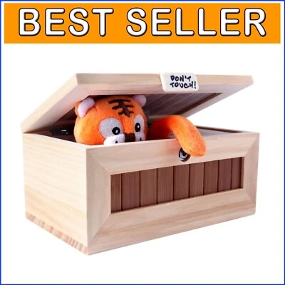 Novelty Useless Box: Real Wood Toy with Random Tiger Surprise - 7x4.9 inches
