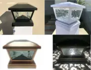 Solar Post Cap Lights with Pebbled Print Glass Frames and 2 Ultra Bright SMD LED