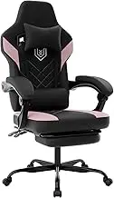 WOTSTA Gaming Chair Computer Chair with Footrest and Lumbar Support, Height Adjustable Gaming Chair with Swivel Seat and Headrest Comfy Big and Tall Ergonomic Computer Game Chair for Office Blackpink