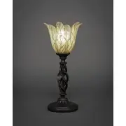Toltec Eleganté Mini Table Lamp, Granite, 7" Vanilla Leaf Glass - 61-DG-1025