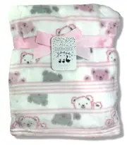BLANKET PLUSH - DUCK DUCK GOOSE GIRLS 253 - CLOUD STRIPED- BABY TODDLER CRIB BED
