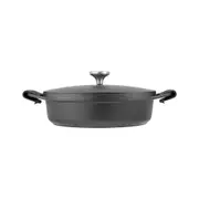 Agile Non-Stick Aluminium 28cm/4L Shallow Casserole w/ Lid Cookware Round Black