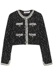 Self-portrait Embellished Bouclé Tweed Jacket - Black And White - XL (UK16 / XL) XL (UK16 / XL)