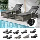 Sun Lounger Wicker Lounge Day Bed Table Outdoor Setting Patio Furniture Livsip