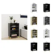 Sideboard Chipboard Furniture Cabinet Concrete Grey/High Gloss White vidaXL
