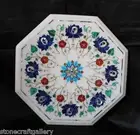 12" Side End Table Top Marble Inlay Pietra Dura Decorative Handmade