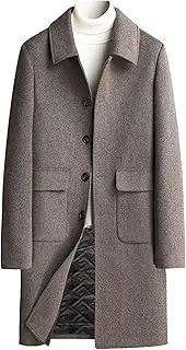 [Gsywaipei] Men's Wool Blend Winter Coat Classic Long Peacoat Overcoats Lapel Collar Single Breasted Overcoat, Camel, 3X-Large