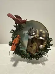 BRADFORD EXCHANGE Do Not Disturb UNEXPECTED GUESTS Cat & Cardinals 3D PLATE