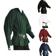 Mens Long Sleeve National Style Medieval Bandage Men Bandage Vintage Shirt