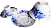 Amosfun 1 Set Decorative Chinese Traditional Ceramic Tea Cup with Saucer and Lid Vintage Kung Fu Teacup for Home Office Tea House and Restaurant Use Compact and Multi Functional Design