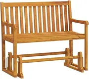 vidaXL Solid Acacia Wood Outdoor Glider Bench with Rocking Mechanism – Classic Wooden Swing Bench for Patio, Garden, Terrace – Brown