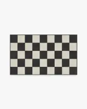 90' x 150' | Machine Washable Runner Rug | Kid & Pet Friendly | Indoor Rug | Jaque Checkered Black Flatwoven Rug | Ruggable