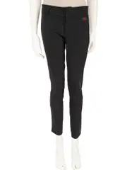 Black Mid Rise Zip Cuff Trousers