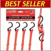 48" Adjustable Bungee Cord with 12 Holes - UV Resistant & Heavy-Duty Red Strap