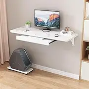 Floating Wall Mounted Laptop Desk for Small Spaces Space Saving Folding Workbench for Office Home and Kitchen 80cm/31.5in White