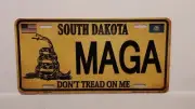 SOUTH DAKOTA MAGA MAKE AMERICA DON'T TREAD ON ME TRUMP METAL AUTO TAG PLATE