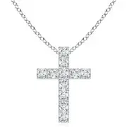 Flat Prong-Set Diamond Cross Pendant
