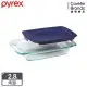 【美國康寧 Pyrex】耐熱玻璃長方形烤盤2.8L-藍(含蓋)