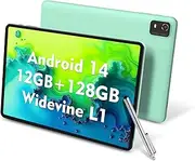 CWOWDEFU Tablet 10 Inch Android 14 Tablets,12GB+128GB,Expand 1TB,Widevine L1 Compatible Octa-Core Tablet with WiFi 6,6000mAh,Dual 8MP+5MP Camera,Reading/Gaming Tablet (Green)