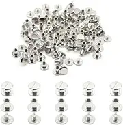 Hocansen 50 Set Chicago Screws M5x6mm Leather Screw Nail Rivet Chicago Bolts Button Metal Binding Screws Posts Round Flat Head Stud Screw for Leather Craft and Bookbinding (M5*6mm/ZBD)