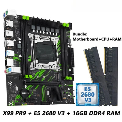 X99 Motherboard Kit with Intel Xeon E5 2680 V3 CPU+DDR4 8GBx2 2133MHz 2-Channel