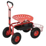 Garden Cart with Wheels - Garden Stool on Wheels - Rolling Gardening Seat with E