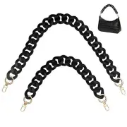 2 PCS Large Flat Chain Strap, Black Acrylic Chain Handbag Strap, Handbag