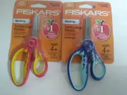 ( 2 ) Fiskars Blunt Tip Softgrip Scissors for Kids, 5" Length ~ Free Shipping