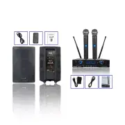 15" PA Bluetooth Speakers 4000W Powered Audio DJ Speaker + 2CH UHF Handheld Mic