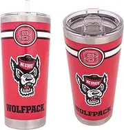 North Carolina State University 22oz Rally Tumbler NCSU Wolfpack NC State Insulated Stainless Steel with Lid and Straw Reusable Double Walled Cup Hot and Cold Drinkware Full Color 22 Ounces (Red)