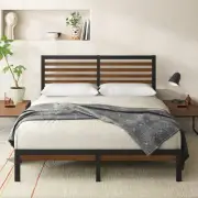 Zinus Bed Frame Double Size Bamboo and Metal Bed Base with Footboard KAI
