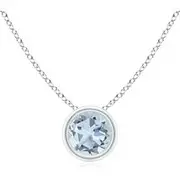 Bezel-Set Round Aquamarine Solitaire Pendant